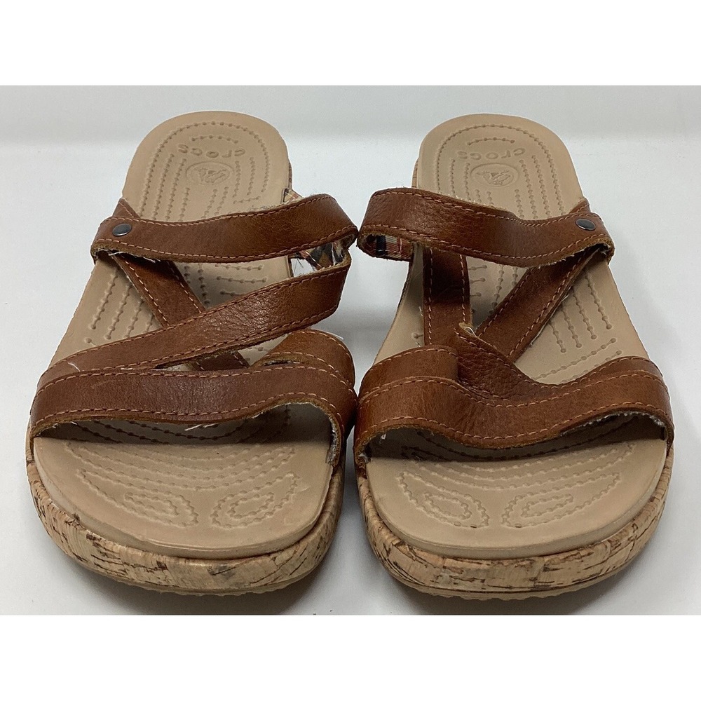CROCS Tan Women's Strappy Sandals - Picture 7 of 9